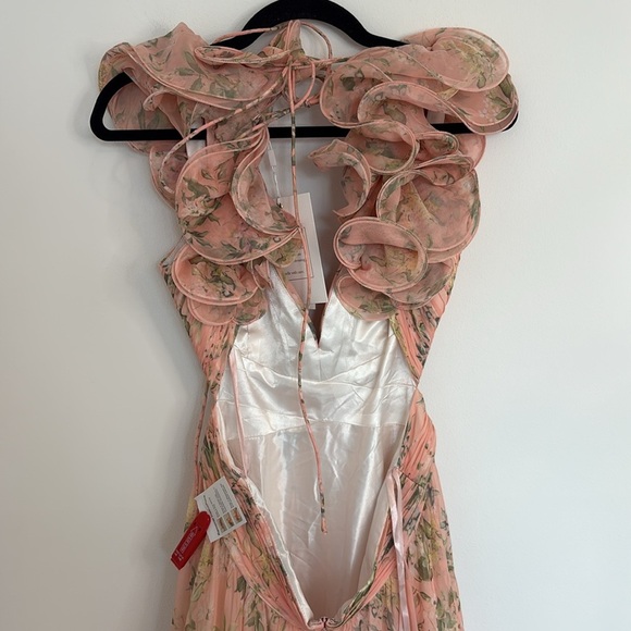 Mac Duggal Ruffle Tiered Floral Cut Out Chiffon Gown - Picture 9 of 13